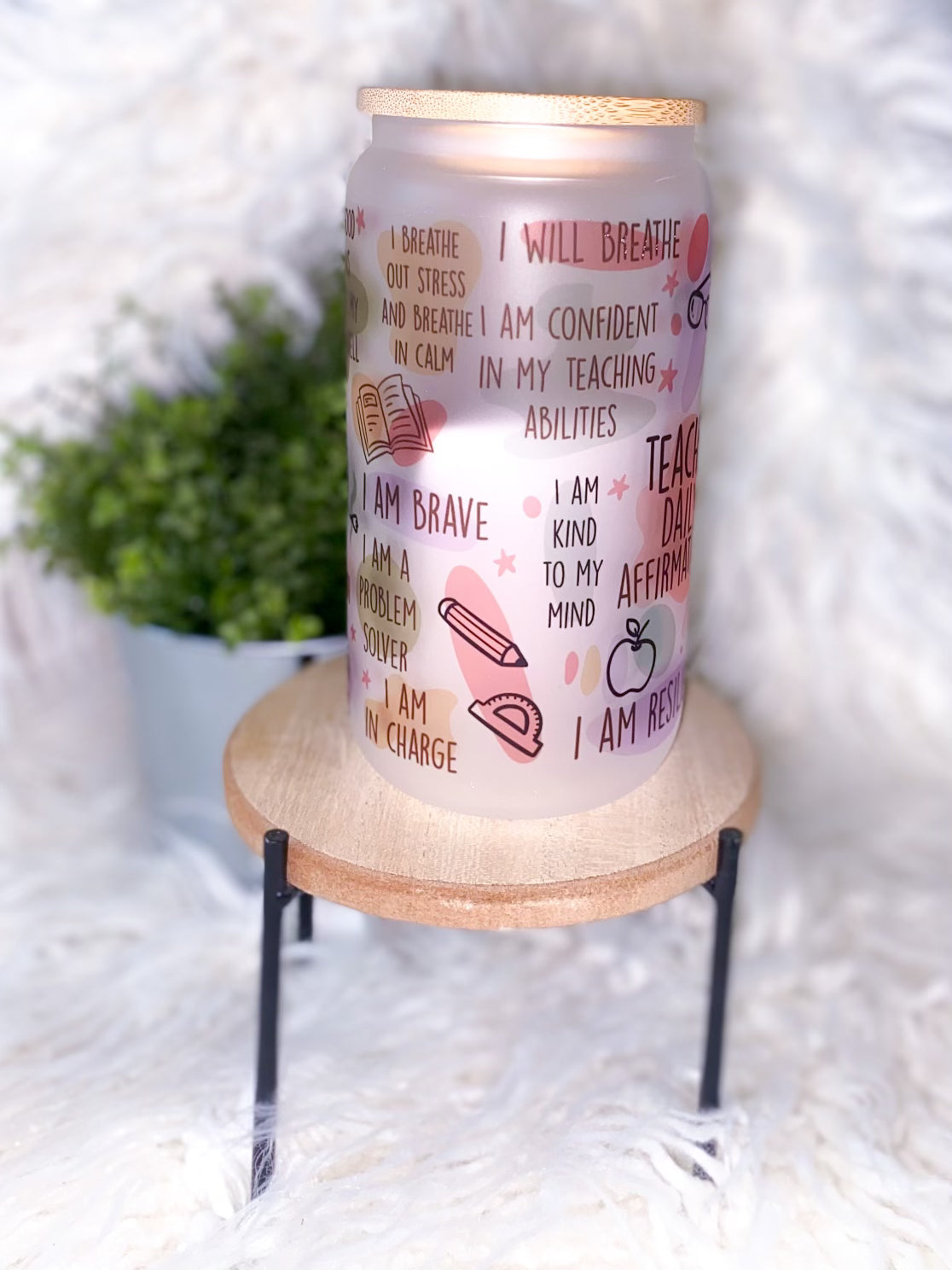 Teacher Affirmations Glass Tumbler